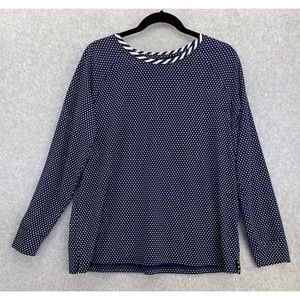 Lands' End Women's Dotted Long Sleeve Sweater Size Large Blue White
